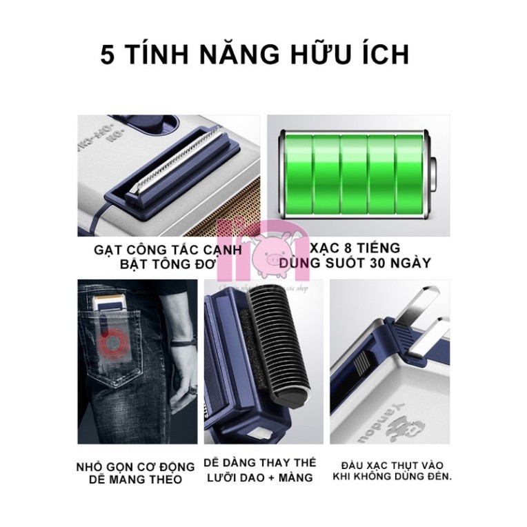 [BAO CHẤT] ivn120 máy cạo râu YANDOU SC-w301u 2 chức năng vỏ bằng thép cầm chắc tay