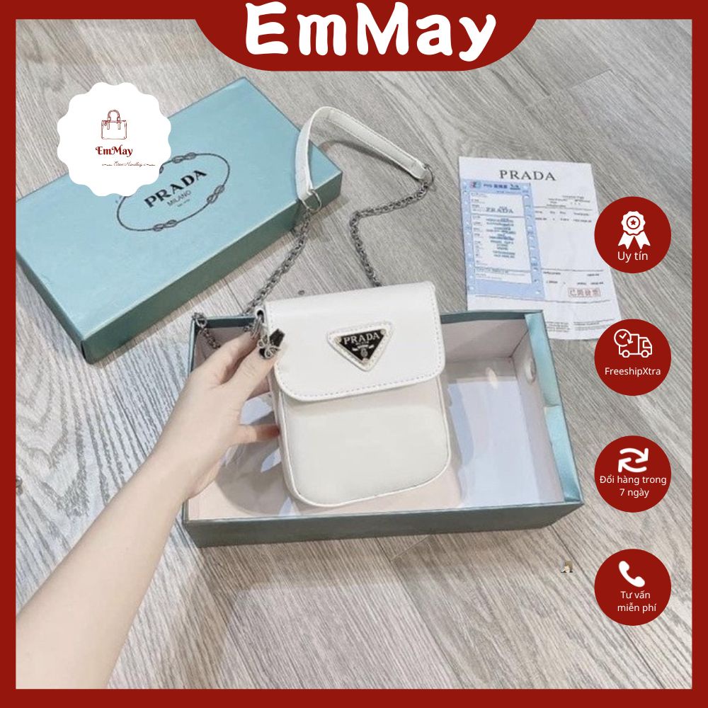 Túi xách EMMAY mini prada cao cấp, đeo vai đeo chéo 1 màu duy nhất EM235