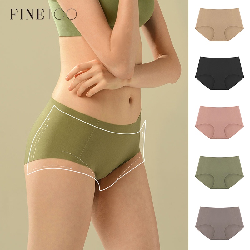 Bộ 2 món quần lót nữ Finetoo không đường may thoải mái màu trơn mềm mại S-XL