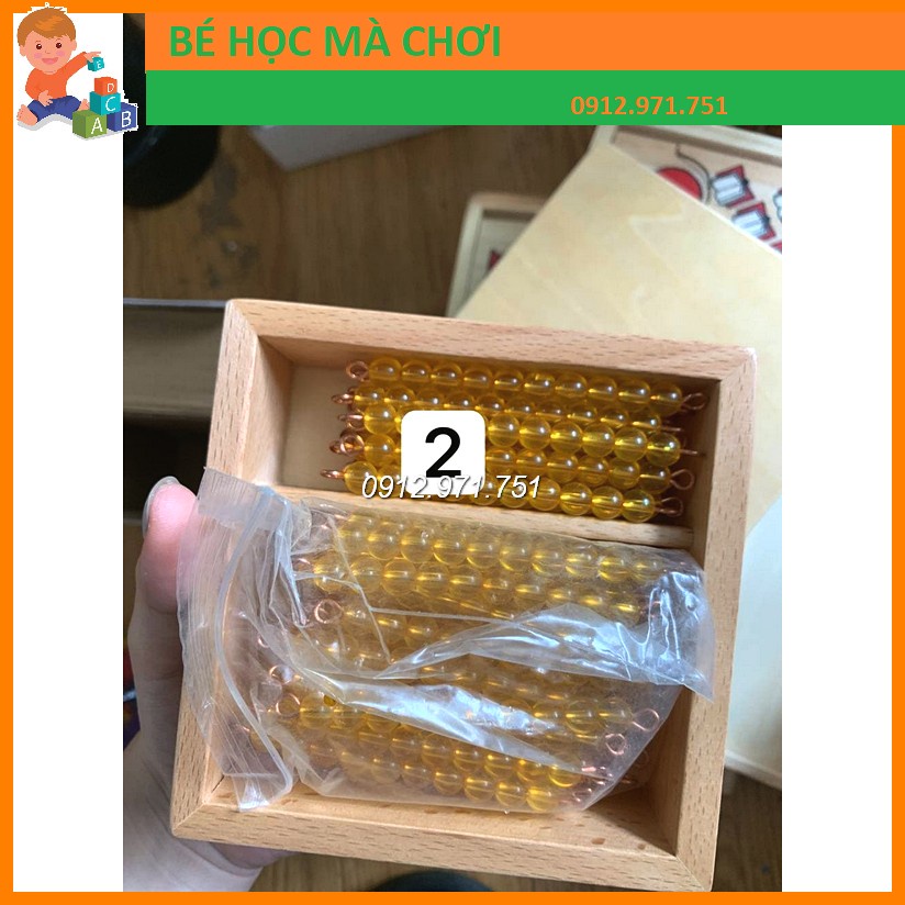 Bộ 50 chuỗi 10 hạt cườm - Hộp chuỗi hạt cườm học toán Montessori