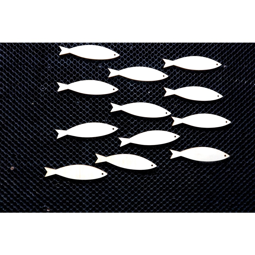 Set 20 con Cá Gỗ Tô Mầu Cho bé 9cm kèm màu tô và cọ