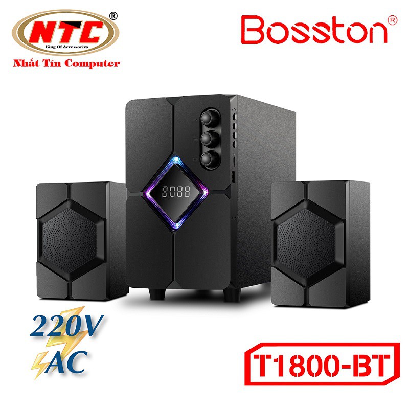 [Mã ELHACE giảm 4% đơn 300K] Loa vi tính 2.1 kiêm Bluetooth USB thẻ nhớ Bosston T1800-BT 40W led RGB 7 màu