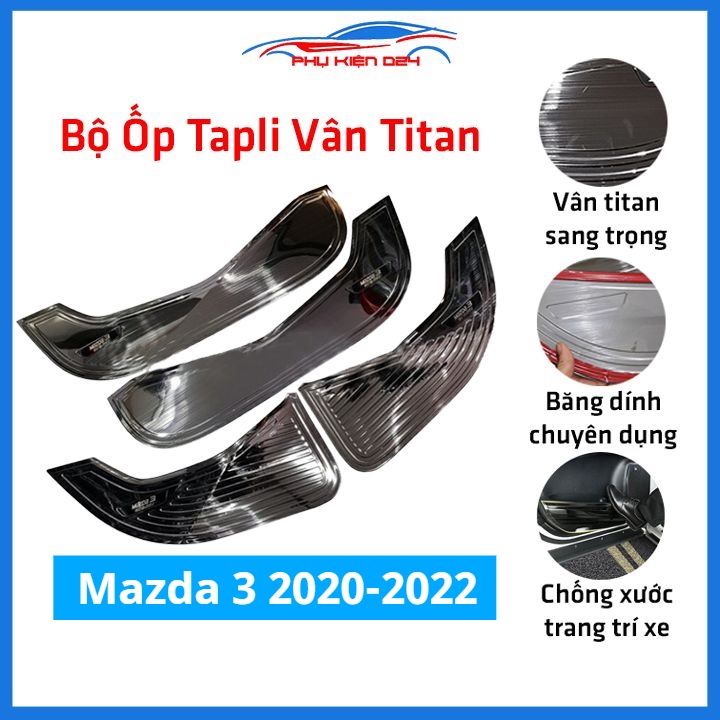 Bộ ốp tapli Mazda 3 2020-2021-2022 vân Titan chống xước va đập khi mở cửa và làm đẹp xe