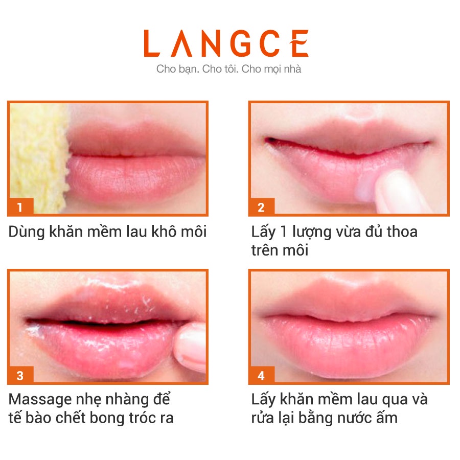 GEL LÀM SẠCH TẾ BÀO CHẾT CHO MÔI - 1 PHÚT - TRÁI CÂY 15ml LANGCE