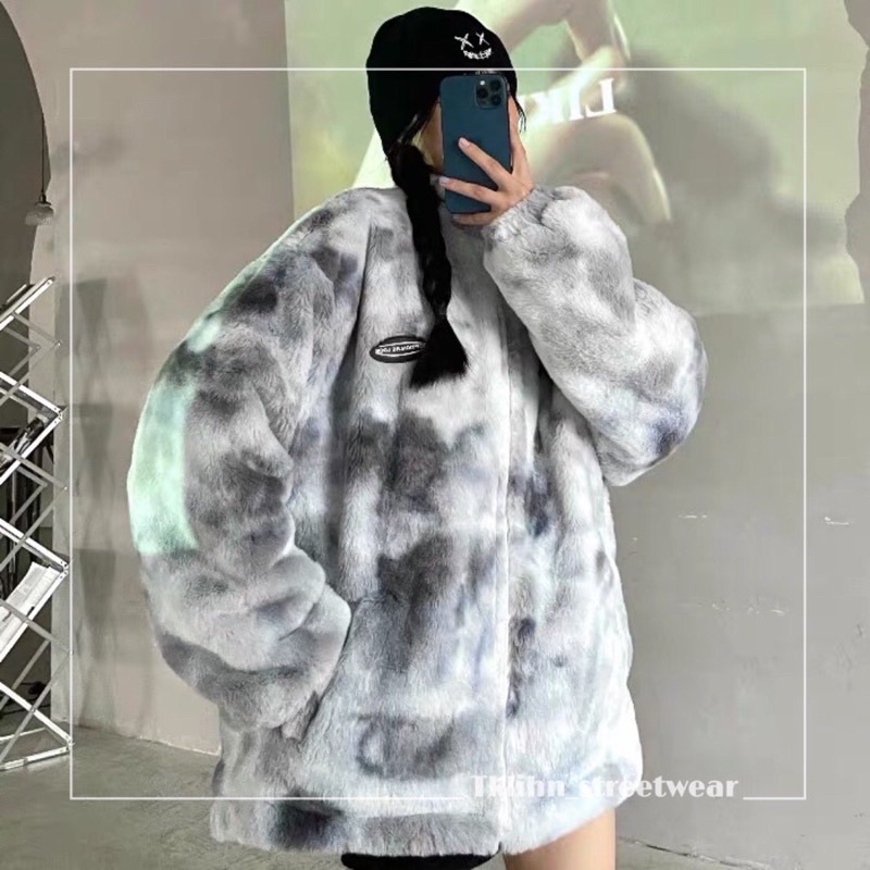 TKLIHN Áo Khoác LÔNG cao cổ Ulzzang loang màu HOT TREND 2022 Cá tính độc lạ KÈM ẢNH THẬT CUỐI