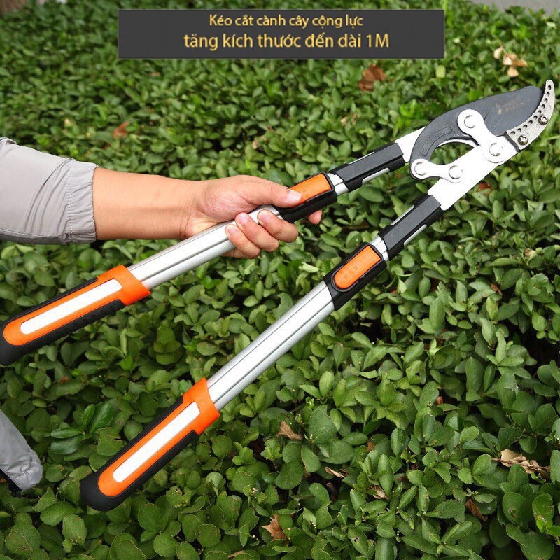 Kéo cắt cành,Kéo cắt cành cộng lực cắt cành cây to trợ lực cán dài tới 1m sử dụng lưỡi SK5 C21