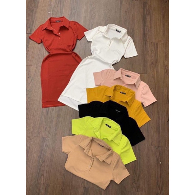 Đầm body nữ cổ bẻ nút Freesize dưới 55kg- Carotshop