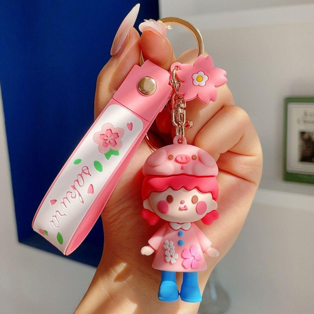 Móc Chìa Khóa Xe Hơi Họa Tiết Hoa Anh Đào Hoạt Hình Sáng Tạo