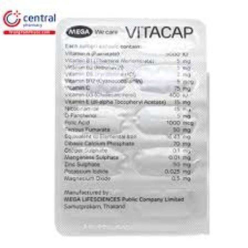Thương hiệu: Mega Lifesciences (00017476) Viên uống Vitacap Mega We Care bổ sung Vitamin và khoáng chất (50 viên)