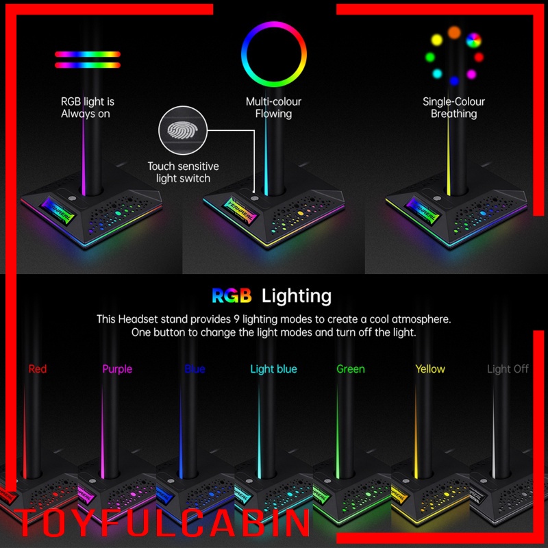Giá Đỡ Tai Nghe RGB Hai Cổng 3.5mm AUX Và 2 Cổng USB