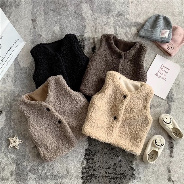 Áo gile lông cừu cho bé trai, gái (hàng od)