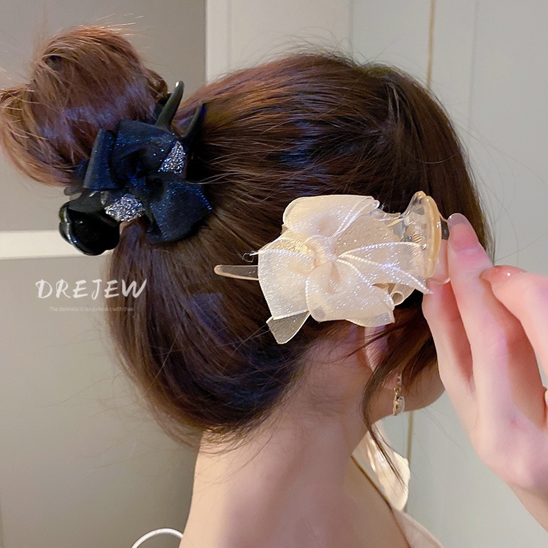 DREJEW Kẹp Tóc Hình Nơ Đính Đá Phong Cách Hàn Quốc Xinh Xắn kẹp tóc hàn quốc kẹp tóc càng cua