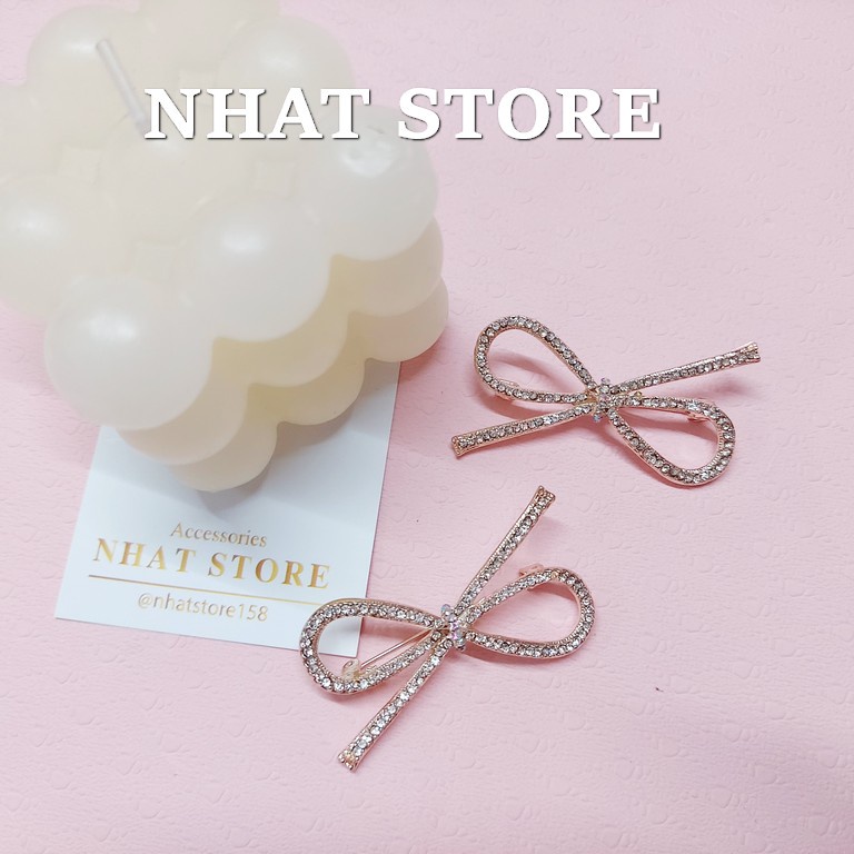 Cài áo sơ mi, ghim cài cho nữ hình nơ đính đá brooch Nhatstore