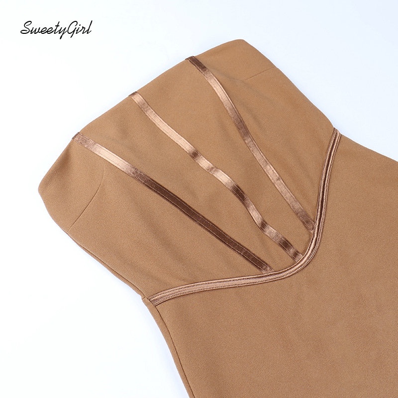 Đầm Kaki Không Tay Hở Vai Eo Thấp Màu Trơn Thời Trang 2022 Cho Nữ