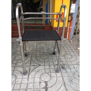 Khung Tập Đi Cho Người Già Inox Việt Nam Có Ghế Ngồi Chắc Chắn
