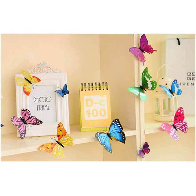 Set 12 bướm nam châm 3D trang trí tủ lạnh hoặc dán tường