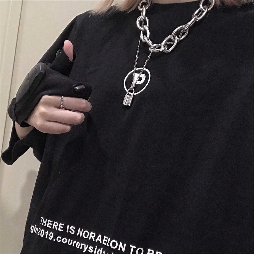 Dây chuyền mặt hình ổ khóa phong cách punk vintage thời trang