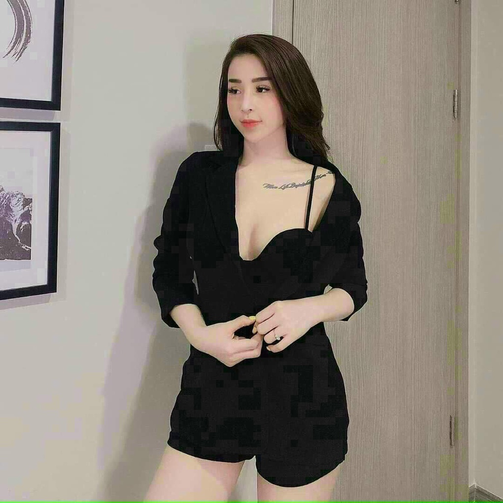Sét bộ đùi 3 món áo vets dài đi nchoiw nsieeu đẹp cho chị em ( áo trong có mút ngực ) fashionzero - 95067