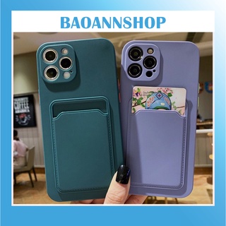 Ốp lưng i.phone túi Card kiêm ví đựng thẻ dẻo viền vuông bảo vệ camera i.phone 7plus/8/8plus/x/xs/xsmax/11/12/promax
