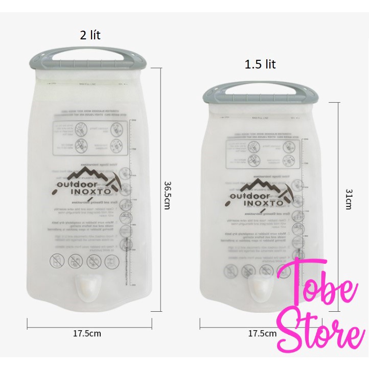 Túi đựng nước thể thao Inoxto để trong balo leo núi, vest chạy bộ, đạp xe, chất liệu PEVA không mùi