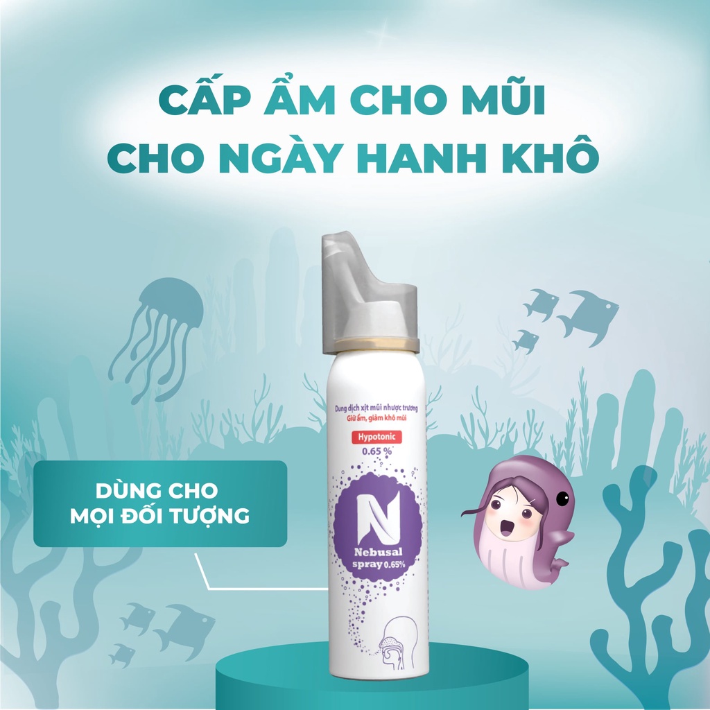 Xịt Mũi Nebusal 0.65 cấp ẩm, giảm Khô mũi, phục hồi tổn thương mũi sau mỗi đợt mũi viêm