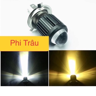 Đèn pha led bi cầu 2 màu ánh sáng cost vàng pha trắng chân h4 gắn oto , xe máy