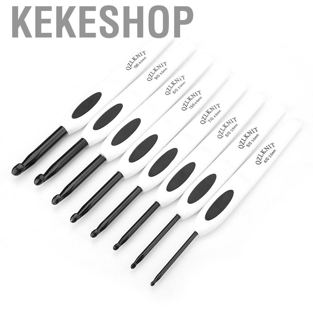 Set 8 Kim Đan Len Bằng Nhôm Cán Nhựa Trắng