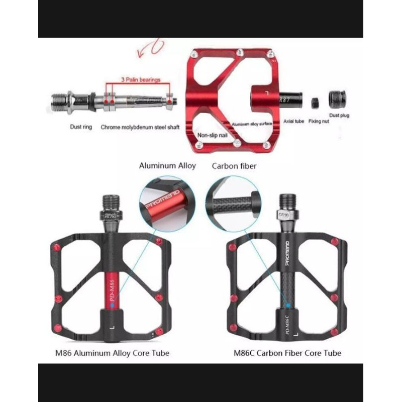 Pedal xe đạp thể thao Carbon Promend M86C