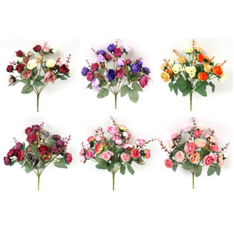 Bó hoa hồng giả bằng lụa 21 bông trang trí trong nhà/tiệc cưới ngoài trời