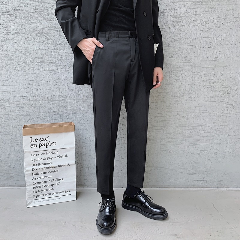 Quần vải baggy màu đen dáng chuẩn phong cách Hàn Quốc
