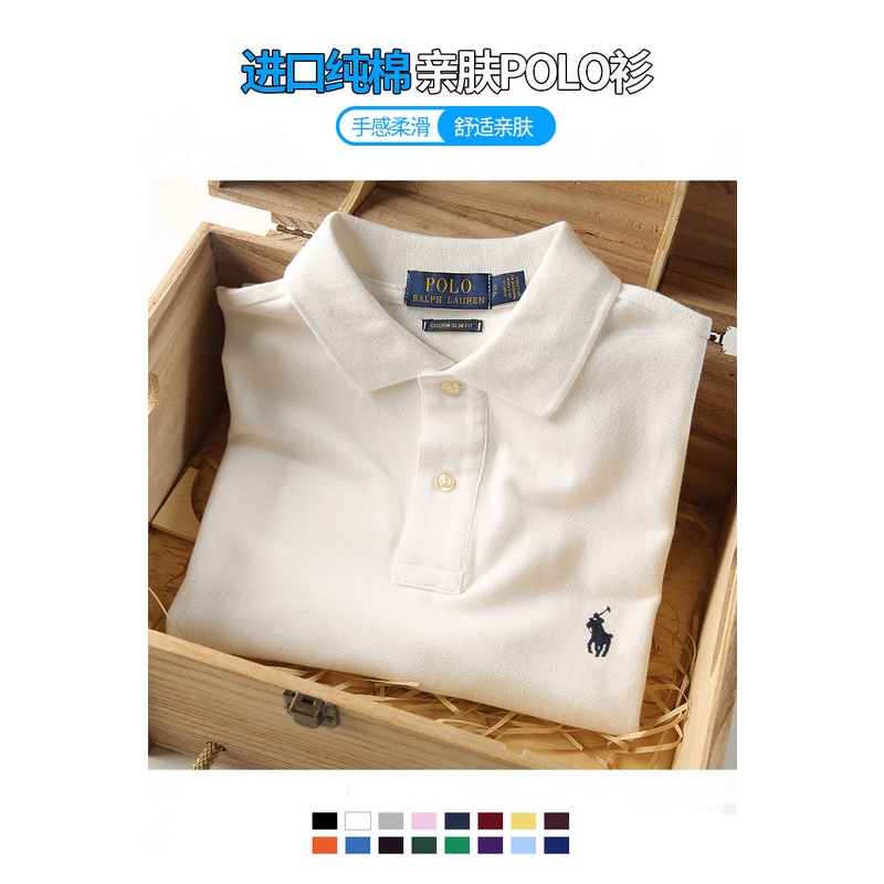 Áo polo Cotton Nguyên Chất Ngắn Tay Thêu Nhãn Cổ Điển Thời Trang Mùa Hè Cho Nữ