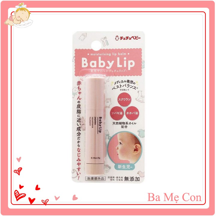 Baby lip - Son dưỡng mềm môi trẻ em Chuchubaby (dùng cho bé và cả người lớn) - không màu, không mùi