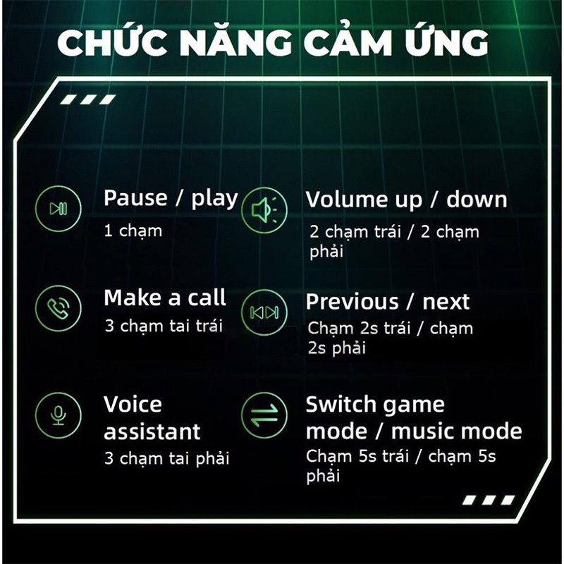 Tai nghe bluetooth G7S pro tai nghe không dây chơi game chống nước độ trễ thấp kết nối bluetooth 5.1-K1809