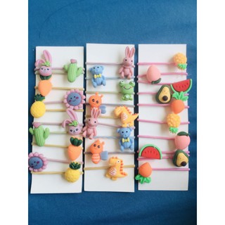 Set 10 dây buộc Tóc Hoạ Tiết Hoạt Hình Xinh Xắn Dành Cho Bé Gái