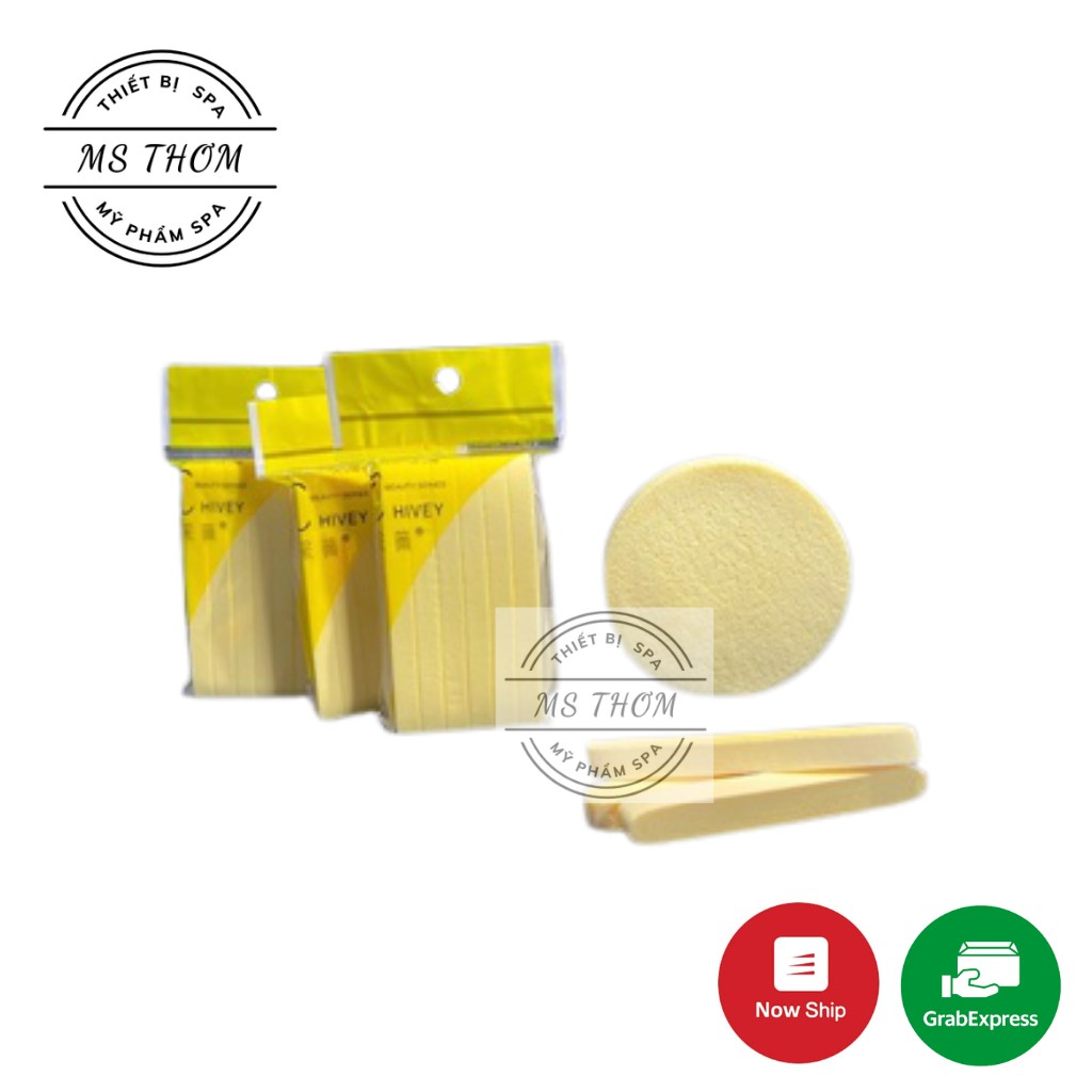 Bọt biển - Bông nở rửa mặt Chivey 12 miếng / Miếng mút rửa mặt bọt biển dạng nén (Gói 12 thanh)
