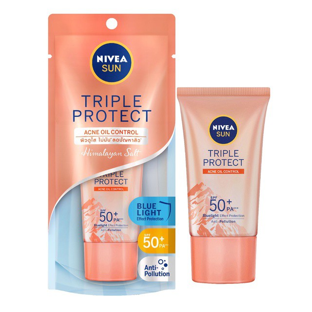 [QUÀ TẶNG] Kem chống nắng dưỡng da kiểm soát nhờn mụn Nivea Sun Triple Protect Acne Oil Control SPF50+ PA+++ tuýp 40ml