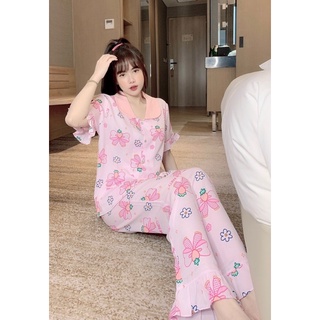 Pyjama lụa mango cộc tay quần dài