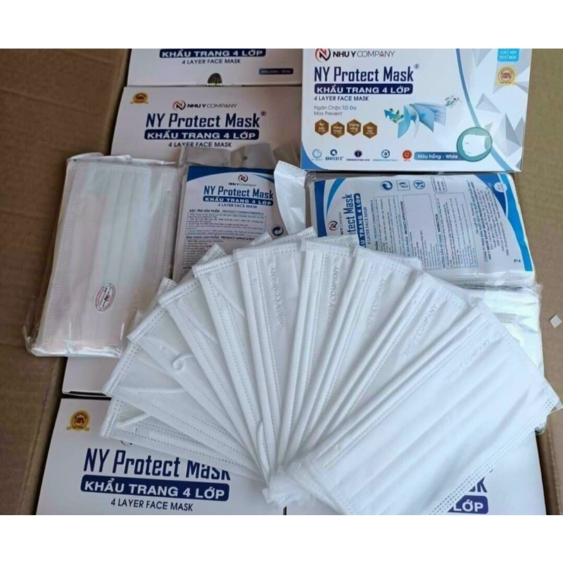 KHẨU TRANG Y TẾ 4 LỚP MÀU TRẮNG NHƯ Ý