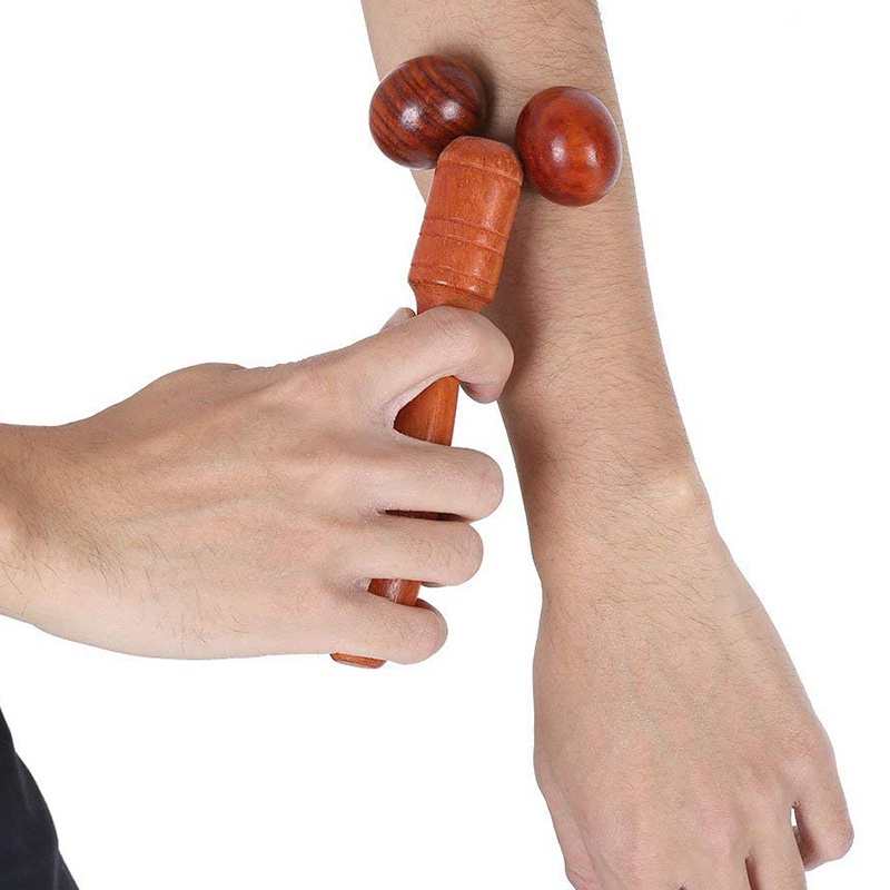Dụng Cụ Lăn Mát Xa Bằng Gỗ Màu Đỏ Cho Cơ Thể / Mặt / Lưng / Chân