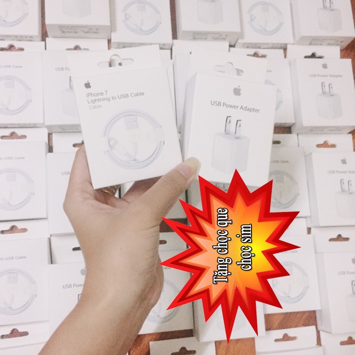 sạc cáp iphone hàng chuẩn tặng kèm que chọc sim