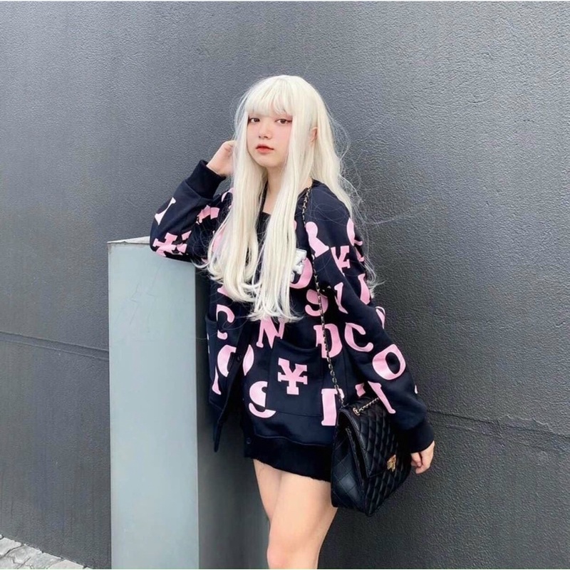 Áo khoác nỉ cardigan có nút form rộng in chữ dưới 70kg mặc rộng y hình - T0N | BigBuy360 - bigbuy360.vn