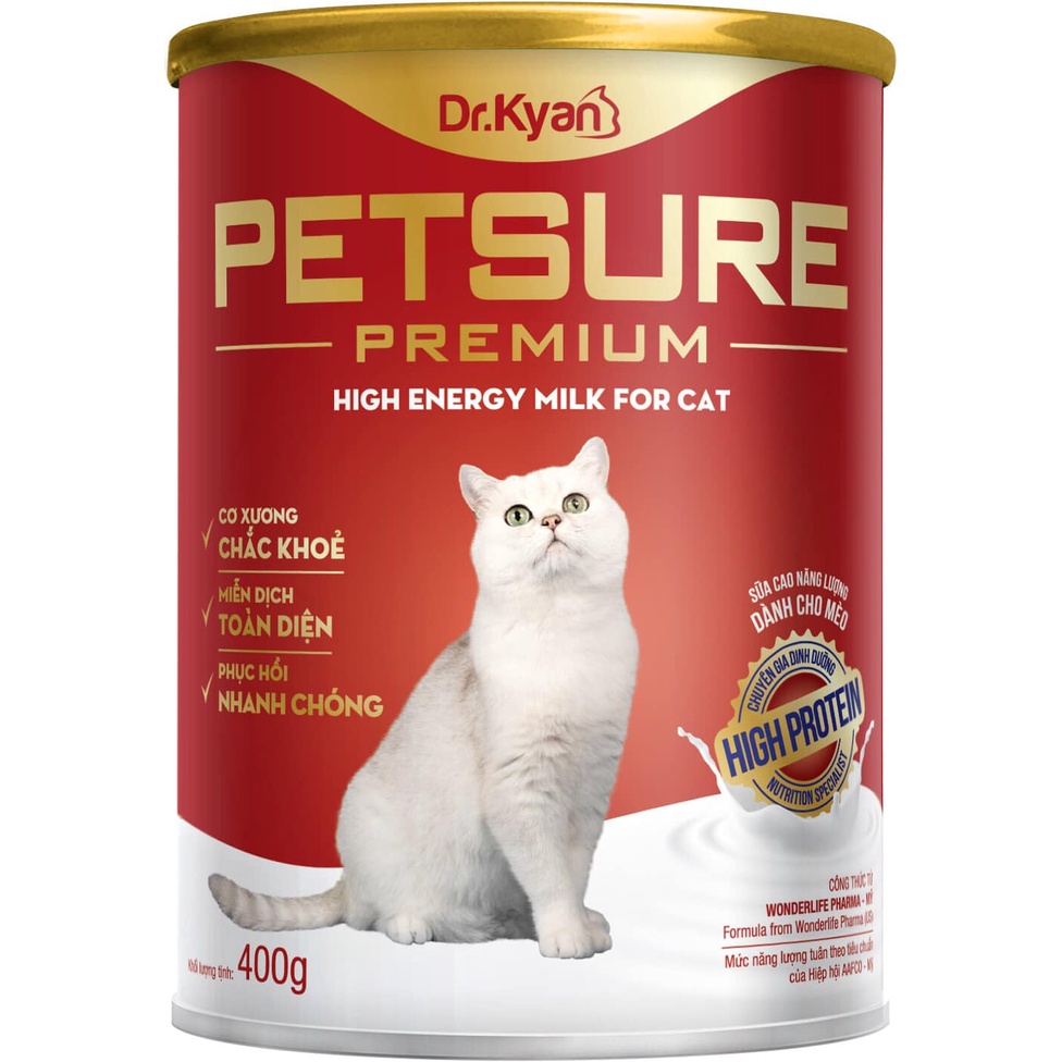 Sữa bột cao cấp cho chó mèo Petsure Premium lon sắt 400g - Dr.Kyan