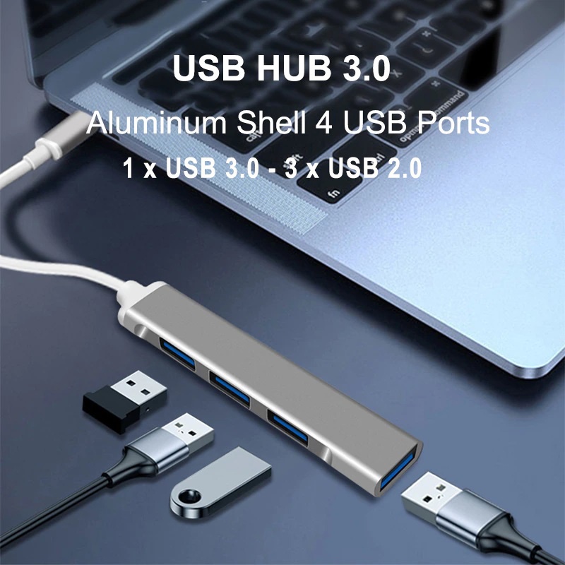 Bộ Chuyển Đổi USB Type C Sang 4 cổng USB 3.0, 2.0 Cho Laptop / Macbook / Điện Thoại -  Hub Type C to 4 Port USB 3.0, 2.0