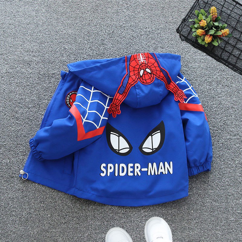 Áo khoác gió cho bé, spider man cho bé trai tránh gió giữ ấm mùa đông Bắp Ngô Kids size từ 7 đến 20kg