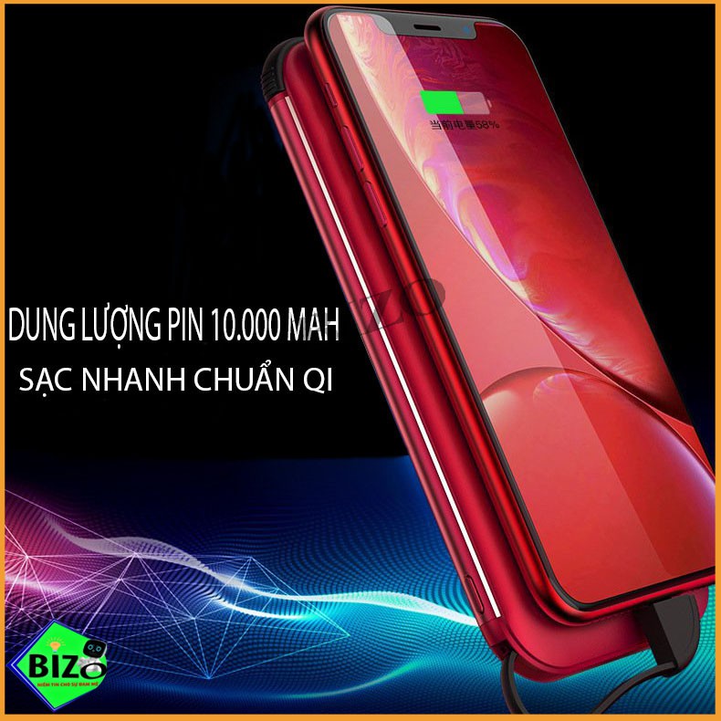 (SIÊU PHẨM CAO CẤP - BẢN NÂNG CẤP) PIN SẠC KO DÂY, SẠC KHÔNG DÂY IPHONE, SAMSUNG CHUẨN QI KIÊM SẠC DỰ PHÒNG 10.000mAh