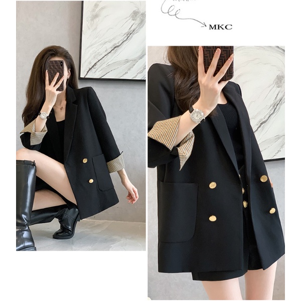 Áo blazer nữ, áo vest khoác ngoài phong cách hàn quốc màu đen nâu tây mỏng nhẹ thanh lịch và cá tính