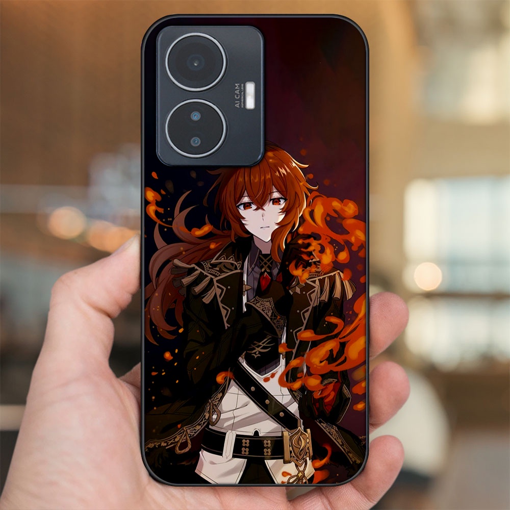 Ốp lưng Vivo Y55 2022 viền đen in hình Diluc Genshin Impact