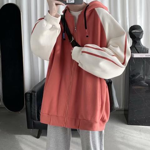 Áo khoác cardigan có mũ họa tiết sọc năng động thời trang dành cho cặp đôi