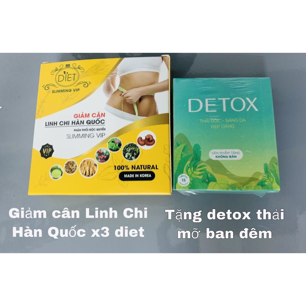 Giảm Cân Linh Chi Hàn Quốc Hộp 30 Viên Tặng Kèm 15 Viên Detox  Mẫu Mới [ Phiên Bản Mạnh]