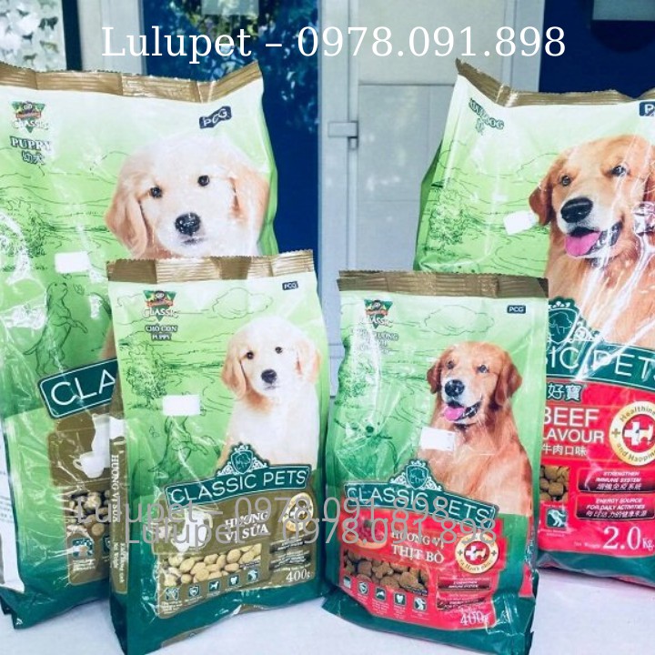 [HÀNG NHẬP KHẨU] THỨC ĂN HẠT KHÔ CHO CHÓ CON/ CHÓ LỚN VỊ SỮA CLASSIC 400G/ HẠT CLASSIC/ LULUPET